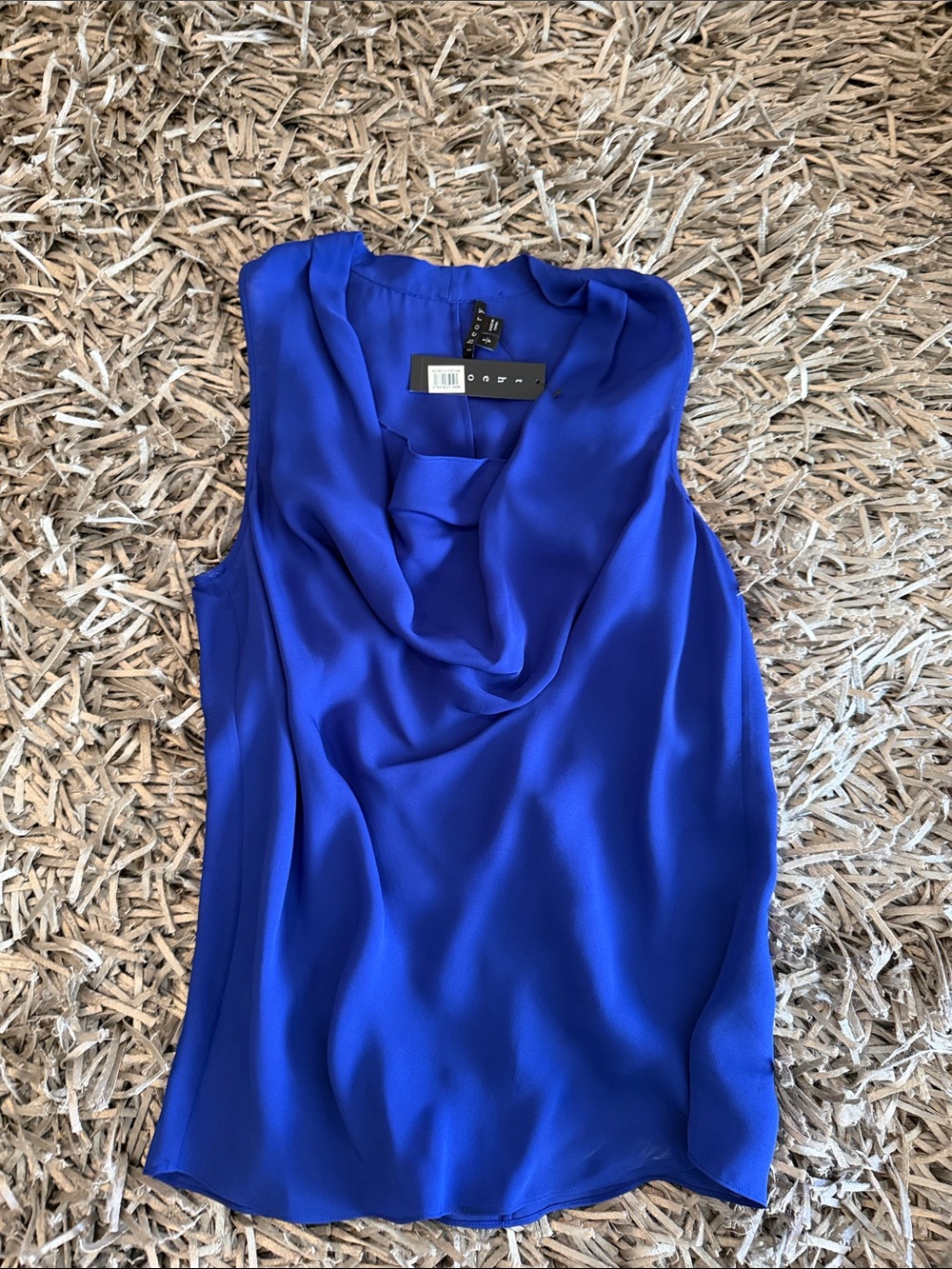 Theory Sleeveless Cowl Neck Top in Royal Blue